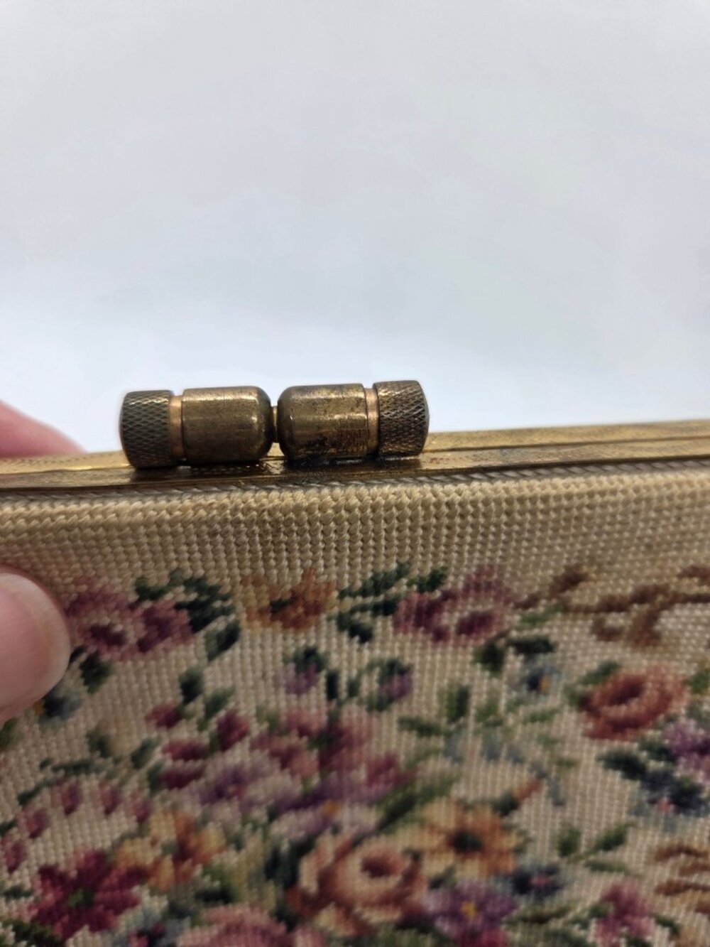 Antiq Jolle Original Floral Petie Point Needlepoint Clutch Purse Austria - Picture 8 of 9